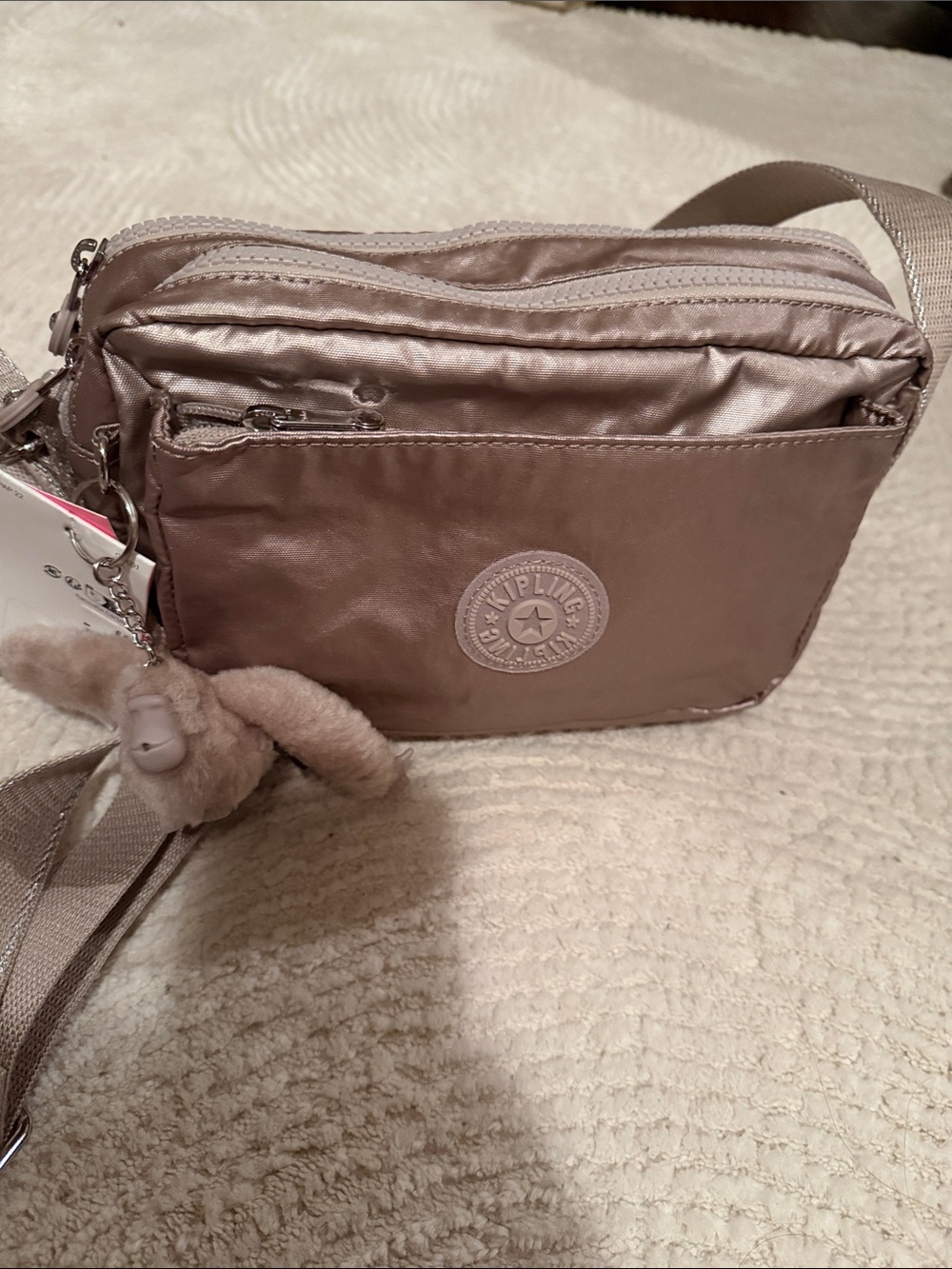 Kipling Metallic Taupe Crossbody Belt Bag